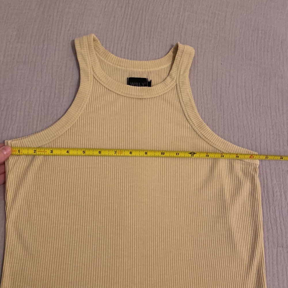 WSLY Yellow Ribbed Tank Top. Size S - Picture 3 of 6